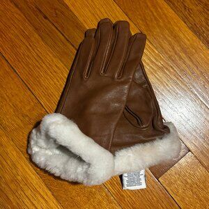 UGG Women's Leather Sheepskin Vent Gloves with Conductive Tech Palm, Chestnut, M